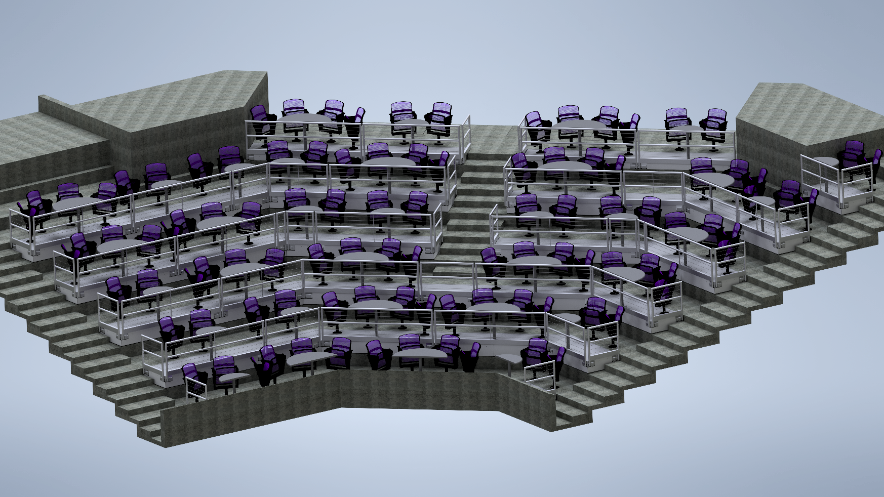 Rendering of Inter&Co Stadium seating and railings